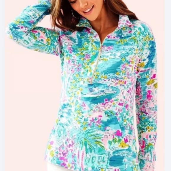 Lilly Pulitzer Sweaters - Lilly Pulitzer Skipper Popover Postcards From Positano Small Long Sleeve
